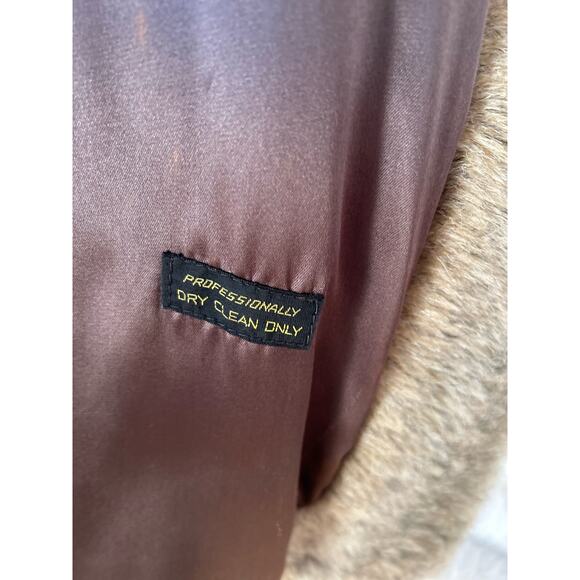Vintage Faux Fur Taupe Brown Toggle Button Hooded Coat - Picture 5 of 12